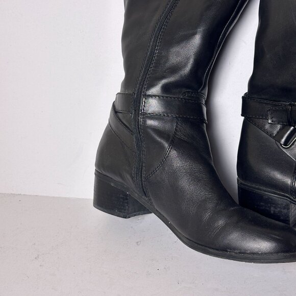 Bandolino Riding Boots Laced Tall Buckle Western Shoes Women Sz 11M Goth Knee - Picture 5 of 16